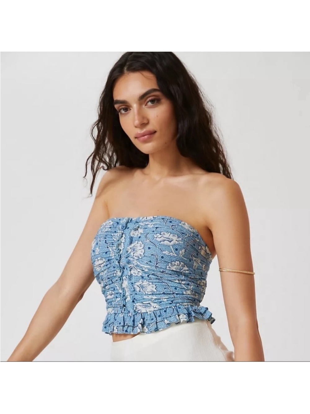 Anthropologie Forever That Girl Blue Floral Smocked Tube Top S
NWT